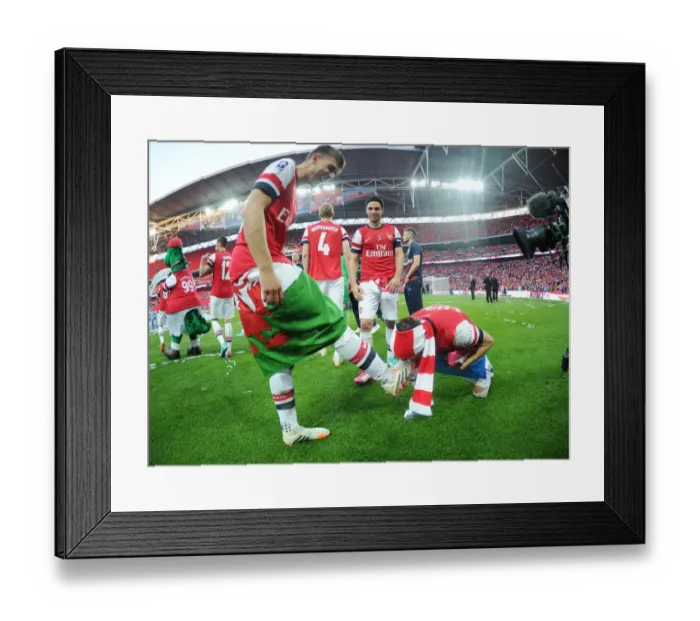 Framed Print : Arsenal FC: Unforgettable FA Cup Victory Celebration - Ramsey and Cazorla's Jubilant Moment Framed Print : Arsenal FC: Unforgettable FA Cup Victory Celebration - Ramsey and Cazorla's Jubilant Moment