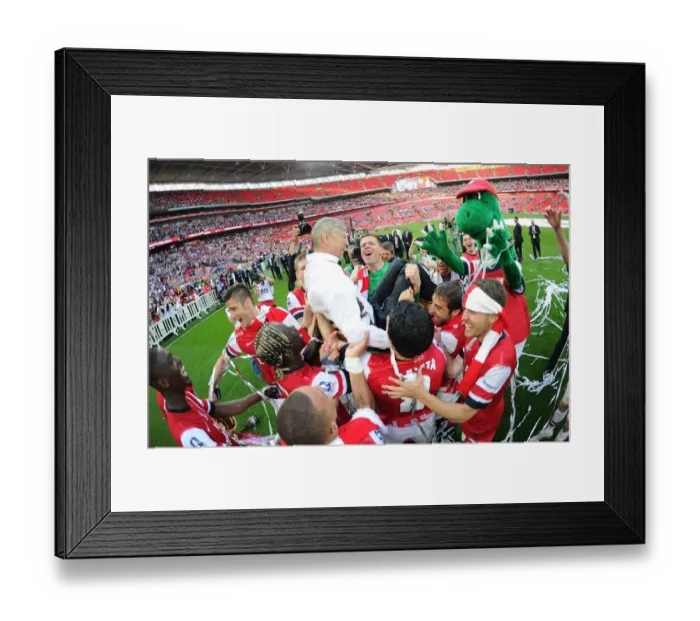 Framed Print : Arsenal's FA Cup Victory: Wenger Lifted in Triumphant Team Celebration