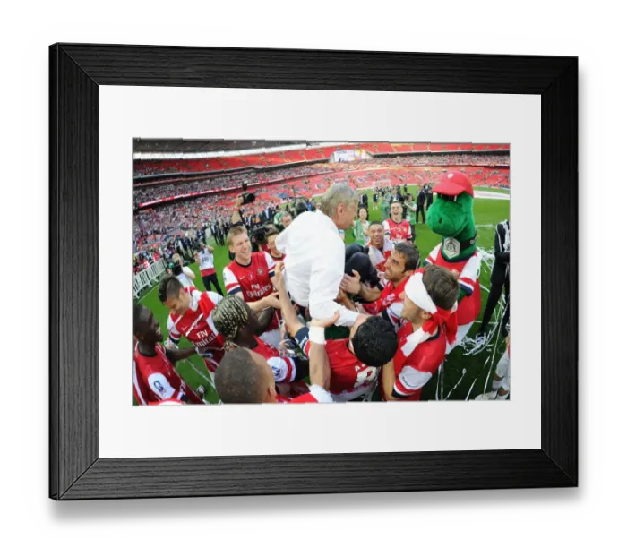 Framed Print : Arsenal's FA Cup Victory: Wenger Lifted on Shoulders by Jubilant Squad