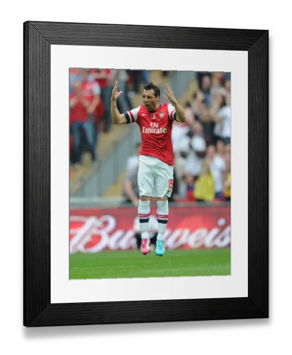 Framed Print : Arsenal's Santi Cazorla Celebrates FA Cup Final Goal vs Hull City (2014)