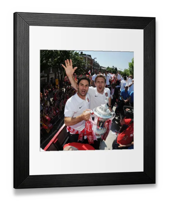 Framed Print : Arsenal FC: Mikel Arteta and Nacho Monreal Celebrate FA Cup Victory (2014)