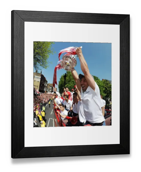 Framed Print : Arsenal FC: Triumphant Parade with Santi Cazorla and the FA Cup