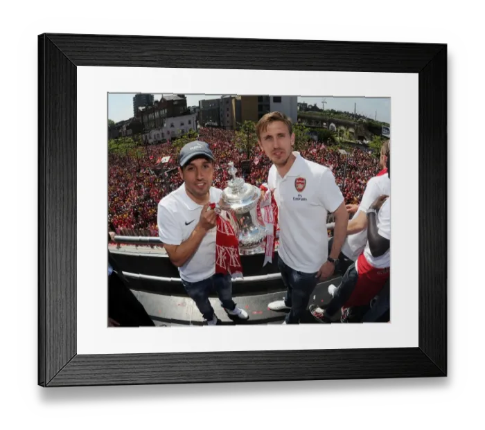 Framed Print : Arsenal FC: Santi Cazorla and Nacho Monreal Celebrate FA Cup Victory in London, May 2014 Framed Print : Arsenal FC: Santi Cazorla and Nacho Monreal Celebrate FA Cup Victory in London, May 2014