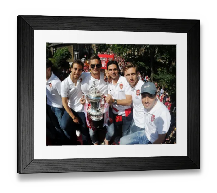 Framed Print : Arsenal FC: Celebrating FA Cup Victory with Flamini, Giroud, Arteta, Monreal, and Cazorla