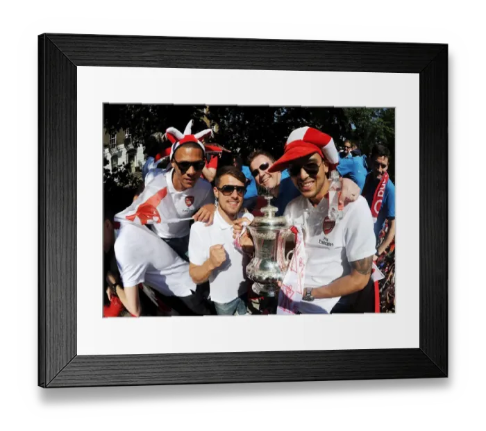 Framed Print : Arsenal FC: Celebrating FA Cup Victory with Gibbs, Ramsey, Walcott and Team (2014) Framed Print : Arsenal FC: Celebrating FA Cup Victory with Gibbs, Ramsey, Walcott and Team (2014)