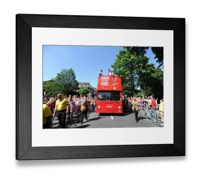 Framed Print : Arsenal FA Cup Victory Parade: Celebrating with the Trophy in London, 2014 Framed Print : Arsenal FA Cup Victory Parade: Celebrating with the Trophy in London, 2014