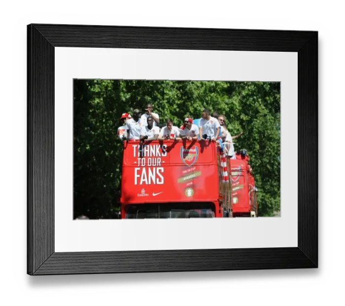 Framed Print : Arsenal's Glory: 2014 Trophy Parade in Islington Framed Print : Arsenal's Glory: 2014 Trophy Parade in Islington