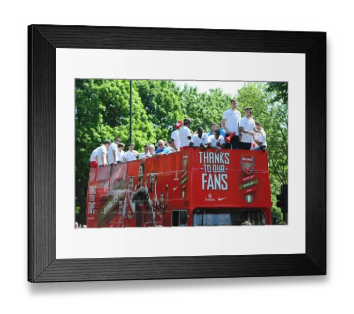 Framed Print : Arsenal's Triumphant Parade with the 2014 Trophy in Islington