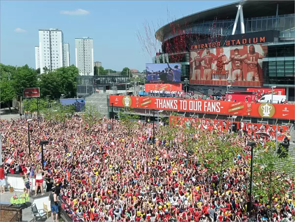 Arsenal Football Club: Triumphant Parade with the 2014 Trophy in Islington