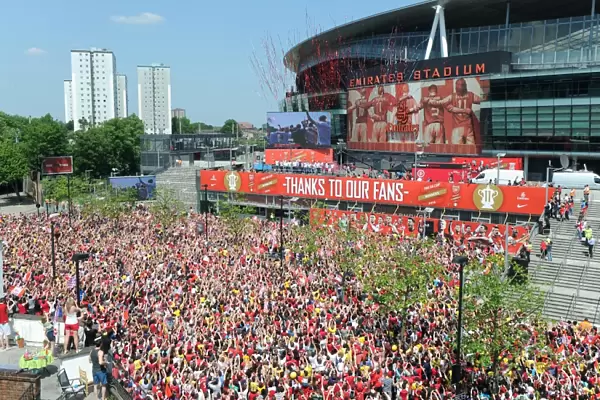 Arsenal Football Club: Triumphant Parade with the 2014 Trophy in Islington