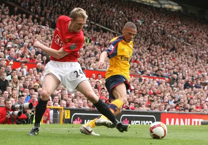 Framed Print : 0-0 Battle: Gibbs vs Fletcher - Manchester United vs Arsenal, Premier League Rivalry, Old Trafford, 2009 Framed Print : 0-0 Battle: Gibbs vs Fletcher - Manchester United vs Arsenal, Premier League Rivalry, Old Trafford, 2009