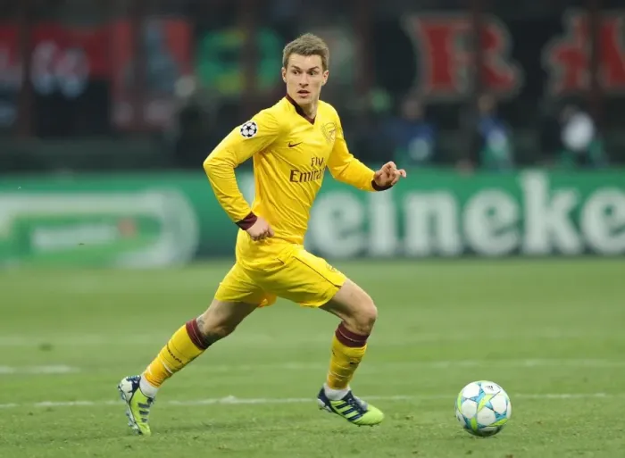 Framed Print : Aaron Ramsey in Action Against AC Milan, UEFA Champions League 2012 Framed Print : Aaron Ramsey in Action Against AC Milan, UEFA Champions League 2012