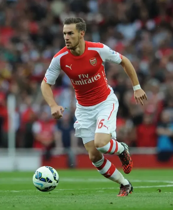 Framed Print : Aaron Ramsey in Action: Arsenal vs. Tottenham Hotspur, Premier League 2014-15