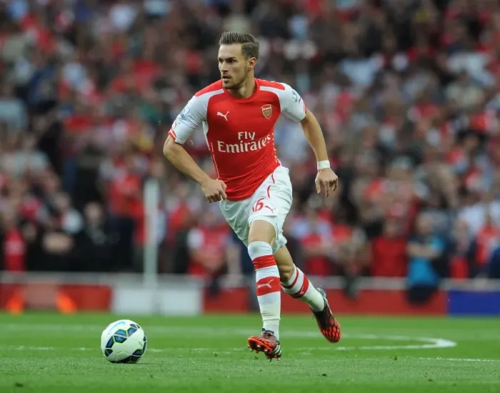 Framed Print : Aaron Ramsey in Action: Arsenal vs. Tottenham, Premier League 2014-15
