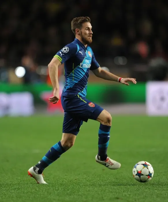 Framed Print : Aaron Ramsey in Action: Arsenal vs. AS Monaco, UEFA Champions League Round of 16 (March 2015)