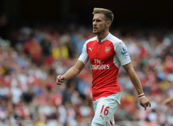 Framed Print : Aaron Ramsey in Action: Arsenal vs. West Ham United, Premier League 2015-16