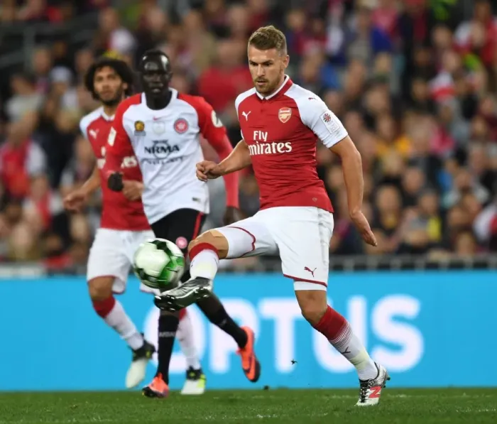Framed Print : Aaron Ramsey in Action: Arsenal vs. Western Sydney Wanderers (2017-18)