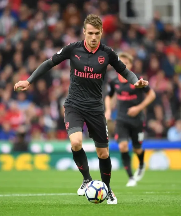 Framed Print : Aaron Ramsey in Action: Arsenal vs. Stoke City, Premier League 2017-18 Framed Print : Aaron Ramsey in Action: Arsenal vs. Stoke City, Premier League 2017-18