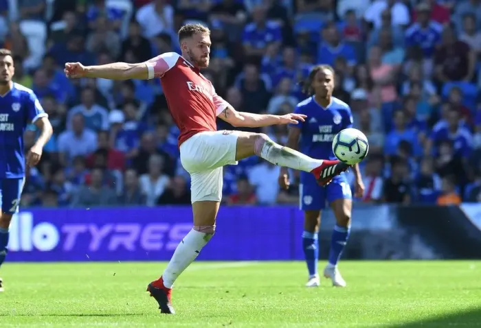 Framed Print : Aaron Ramsey in Action: Arsenal vs. Cardiff City, Premier League 2018-19