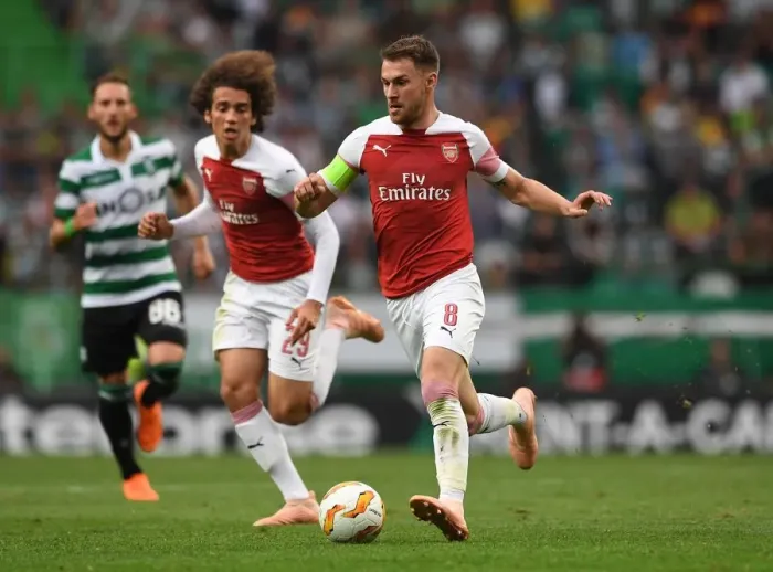 Framed Print : Aaron Ramsey in Action: Arsenal vs. Sporting CP - UEFA Europa League 2018-19