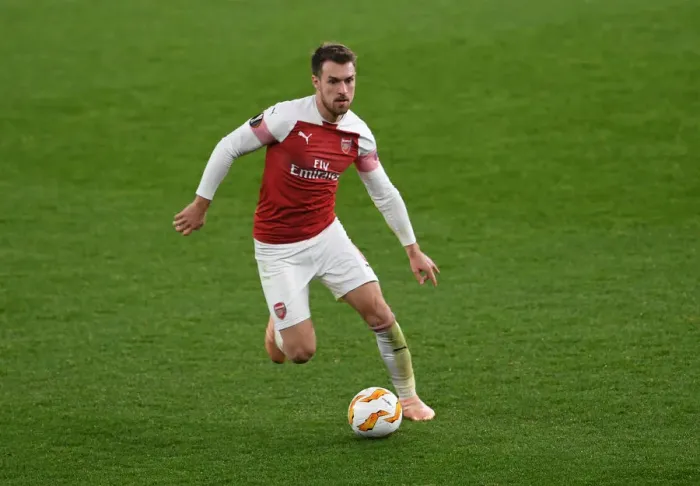 Framed Print : Aaron Ramsey in Action: Arsenal vs. Sporting CP, UEFA Europa League 2018-19