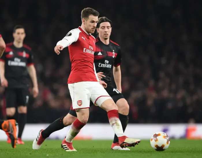 Framed Print : Aaron Ramsey in Action: Arsenal vs AC Milan, UEFA Europa League 2018 Framed Print : Aaron Ramsey in Action: Arsenal vs AC Milan, UEFA Europa League 2018