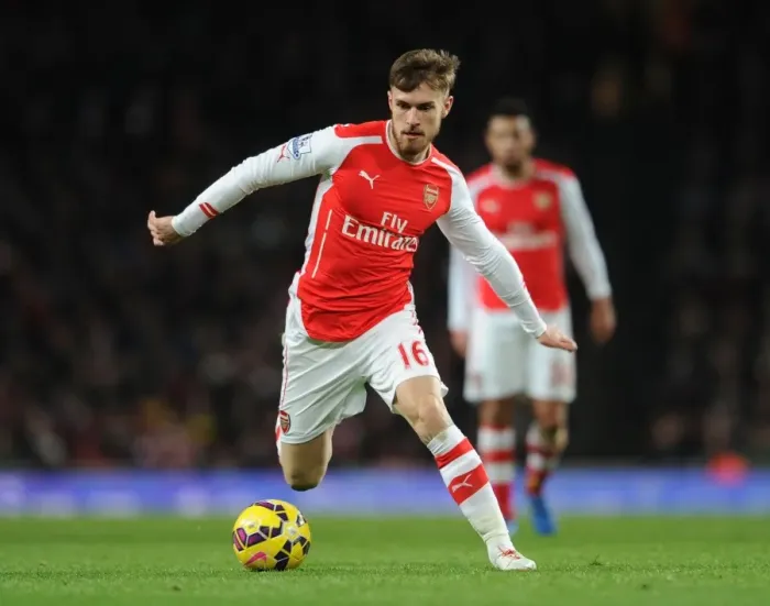Framed Print : Aaron Ramsey in Action: Arsenal vs Leicester City, Premier League 2014-15 Framed Print : Aaron Ramsey in Action: Arsenal vs Leicester City, Premier League 2014-15
