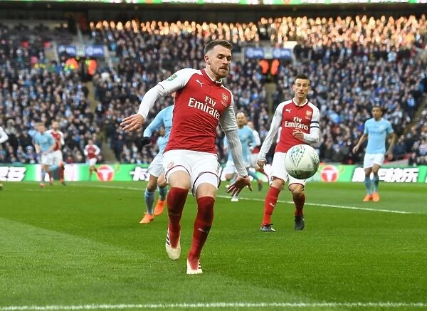 Aaron Ramsey in Action: Arsenal vs Manchester City - Carabao Cup Final 2018