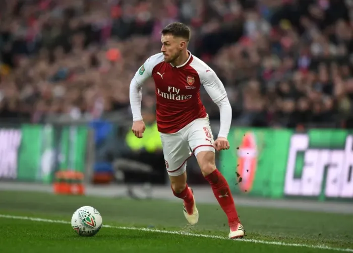 Framed Print : Aaron Ramsey in Action: Arsenal vs Manchester City - Carabao Cup Final 2018