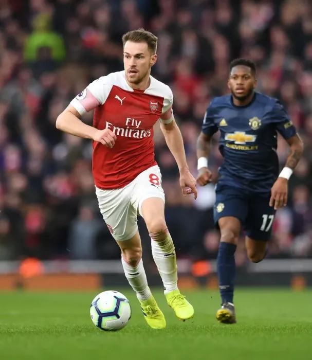 Framed Print : Aaron Ramsey in Action: Arsenal vs Manchester United, Premier League 2018-19