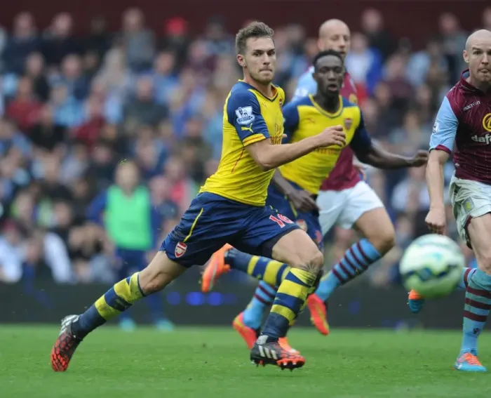 Framed Print : Aaron Ramsey in Action: Aston Villa vs Arsenal, Premier League 2014-15 Framed Print : Aaron Ramsey in Action: Aston Villa vs Arsenal, Premier League 2014-15