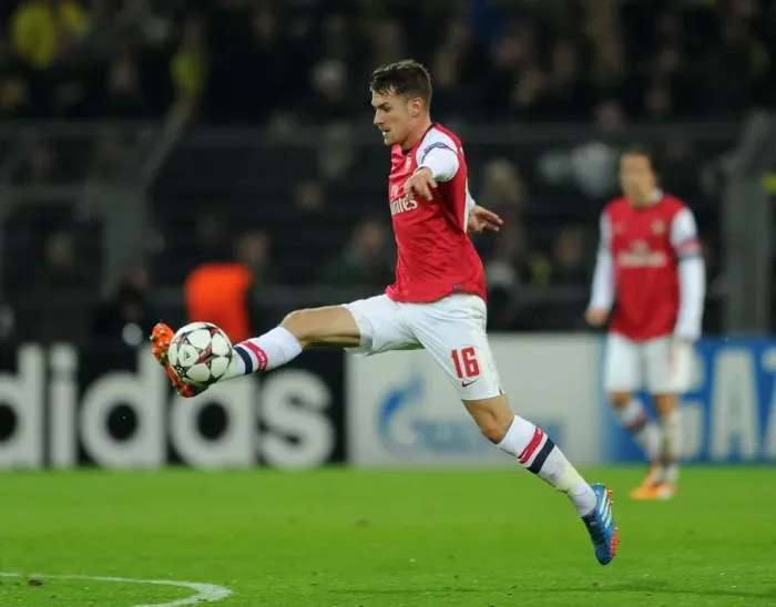 Framed Print : Aaron Ramsey in Action Against Borussia Dortmund, UEFA Champions League (2013-14) Framed Print : Aaron Ramsey in Action Against Borussia Dortmund, UEFA Champions League (2013-14)