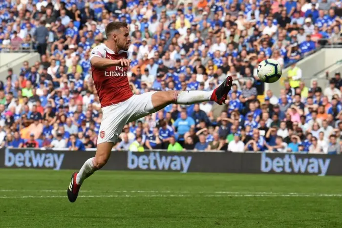 Framed Print : Aaron Ramsey in Action: Cardiff City vs. Arsenal FC, Premier League 2018-19