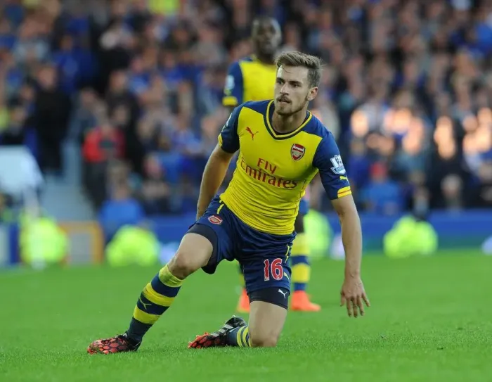 Framed Print : Aaron Ramsey in Action: Everton vs. Arsenal, Premier League 2014 / 15