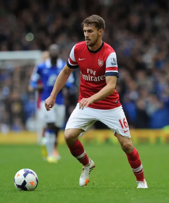 Framed Print : Aaron Ramsey in Action: Everton vs. Arsenal, Premier League 2013 / 14