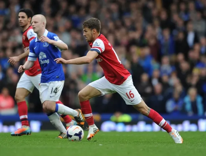 Framed Print : Aaron Ramsey in Action: Everton vs Arsenal, Premier League 2013 / 14