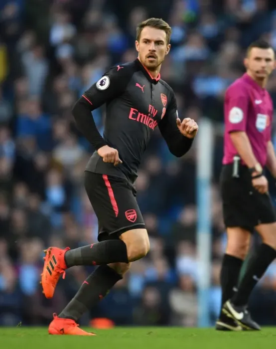 Framed Print : Aaron Ramsey in Action: Manchester City vs. Arsenal, Premier League 2017-18 Framed Print : Aaron Ramsey in Action: Manchester City vs. Arsenal, Premier League 2017-18
