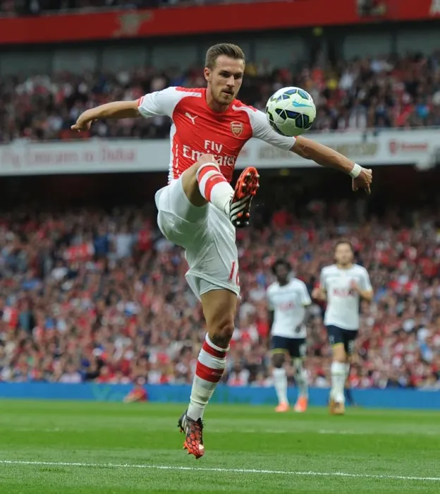 Framed Print : Aaron Ramsey: In Action Against Rival Tottenham in the Premier League (2014-15)