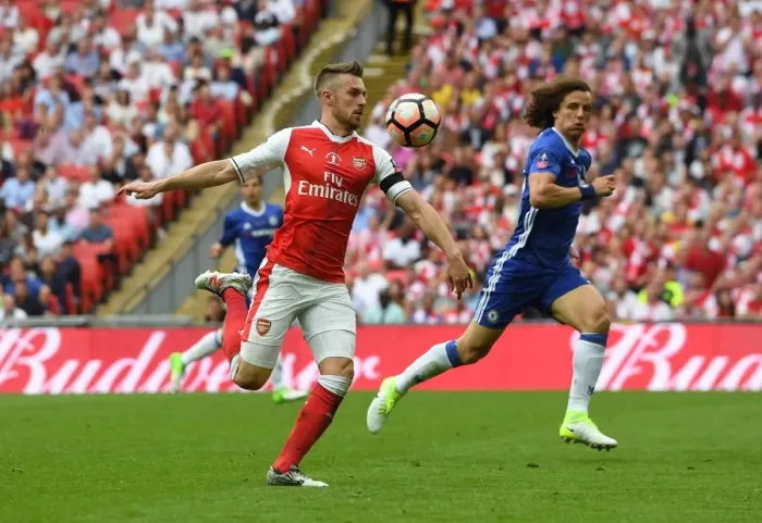 Framed Print : Aaron Ramsey (Arsenal) David Luiz (Chelsea) Framed Print : Aaron Ramsey (Arsenal) David Luiz (Chelsea)