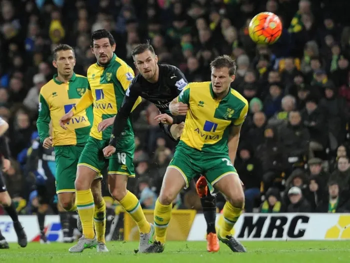 Framed Print : Aaron Ramsey (Arsenal) Gary O Neil, Graham Dorrans and Ryan Bennett (Norwich)