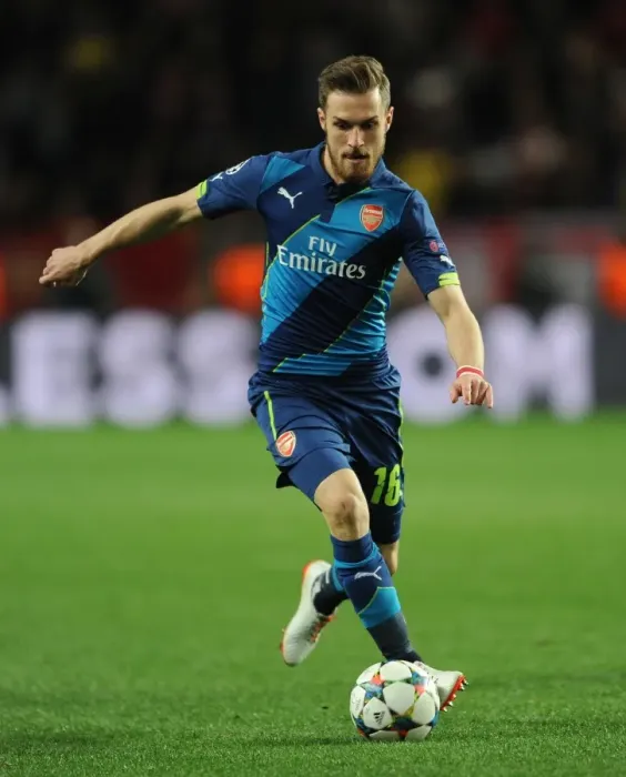 Framed Print : Aaron Ramsey (Arsenal). AS Monaco 0: 2 Arsenal. UEFA Champions League. Round of 16, 2nd Leg