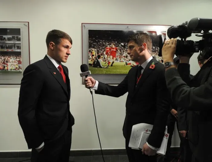 Framed Print : Aaron Ramsey: Arsenal Star's Pre-Match Interview Ahead of Arsenal vs Liverpool (2013-14)