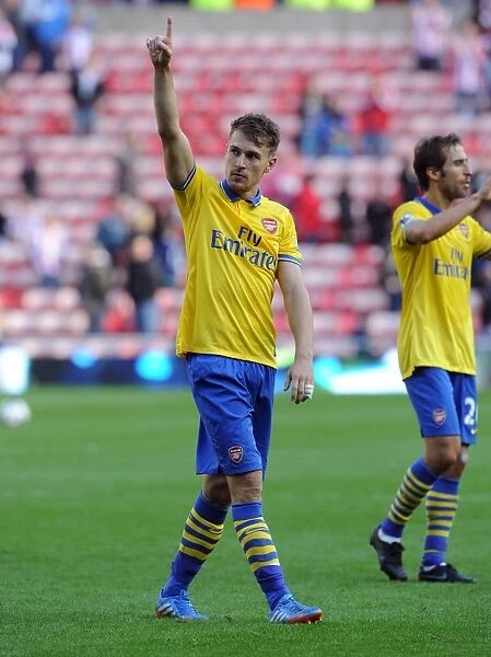 Aaron Ramsey Celebrates after Arsenal's Victory over Sunderland (2013-14)