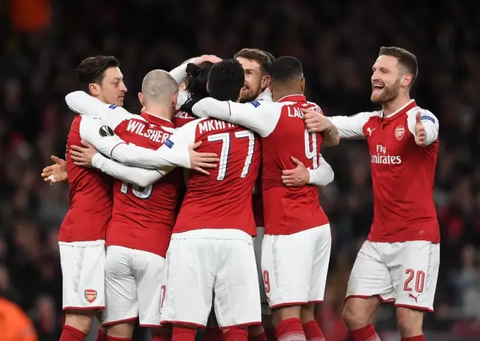 Framed Print : Aaron Ramsey celebrates scoring his and Arsenals 1st goal. Arsenal 4: 1 CSKA Moscow