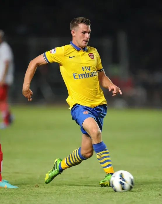 Framed Print : Aaron Ramsey Faces Off Against Indonesia All-Stars in 2013 Friendly Match