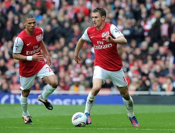 Aaron Ramsey and Kieran Gibbs (Arsenal). Arsenal 3:3 Norwich City. Barclays Premier League