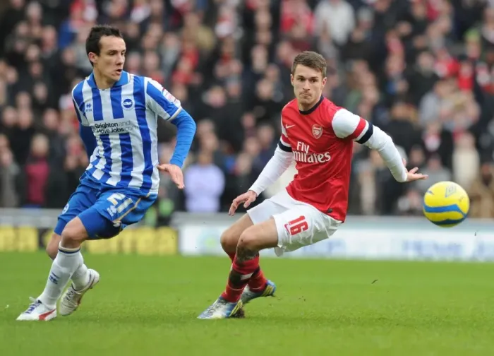 Framed Print : Aaron Ramsey Outmaneuvers David Lopez: FA Cup Clash Between Brighton & Arsenal Framed Print : Aaron Ramsey Outmaneuvers David Lopez: FA Cup Clash Between Brighton & Arsenal
