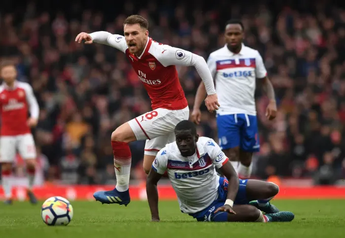 Framed Print : Aaron Ramsey Outsmarts Badou Ndiaye: Arsenal's Masterclass in the Midfield (April 2018) Framed Print : Aaron Ramsey Outsmarts Badou Ndiaye: Arsenal's Masterclass in the Midfield (April 2018)