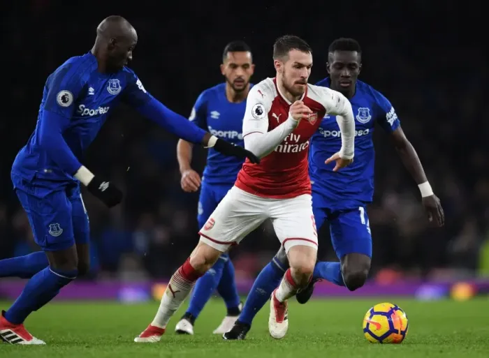 Framed Print : Aaron Ramsey Outsmarts Eliaquim Mangala: The Skillful Moment from Arsenal vs Everton