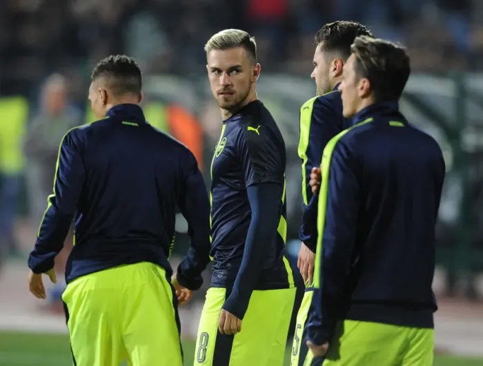 Framed Print : Aaron Ramsey Prepares for Arsenal's UEFA Champions League Clash against Ludogorets Razgrad (November 2016) Framed Print : Aaron Ramsey Prepares for Arsenal's UEFA Champions League Clash against Ludogorets Razgrad (November 2016)